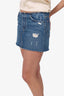 Reformation Blue Denim Distressed Mini Skirt Size 26