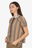 Burberry Beige Puff-Sleeve Icon Stripe Blouse Size 14Y Kids
