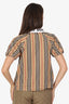 Burberry Beige Puff-Sleeve Icon Stripe Blouse Size 14Y Kids