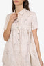 Christian Dior Beige/White Floral Print Short Sleeve Mini Dress Size 12 Y Kids