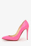 Christian Louboutin Hot Pink Patent Leather Pointed Toe Heels Size 36.5