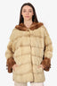 Vintage Brown Rabbit Fur Jacket With Mink Hood and Cuff Estimated Size M