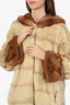Vintage Brown Rabbit Fur Jacket With Mink Hood and Cuff Estimated Size M