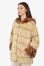 Vintage Brown Rabbit Fur Jacket With Mink Hood and Cuff Estimated Size M