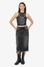 R13 Black Denim Distressed Midi Skirt Size 27