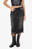 R13 Black Denim Distressed Midi Skirt Size 27