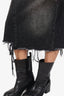 R13 Black Denim Distressed Midi Skirt Size 27