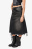 R13 Black Denim Distressed Midi Skirt Size 27