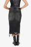 R13 Black Denim Distressed Midi Skirt Size 27