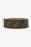 Fendi Gold Metallic/Zucca Coated Canvas Reversible Plaque Buckle Belt