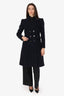 Burberry Navy Wool Double Breasted Coat Size 8