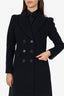 Burberry Navy Wool Double Breasted Coat Size 8