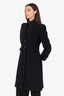Burberry Navy Wool Double Breasted Coat Size 8