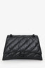 Balenciaga Black Crackled Leather Medium Crush Shoulder Chain Bag