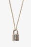 Louis Vuitton Silver Tone Lock Pendant Necklace