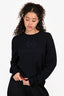 Balenciaga Navy Fine Knit Wool Logo Embroidered Sweater Size M