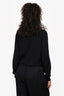 Balenciaga Navy Fine Knit Wool Logo Embroidered Sweater Size M