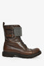 Brunello Cucinelli Brown Leather Beaded Ankle Boots Size 40