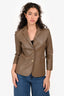The Row Taupe Lambskin Single Breasted Blazer Size 4