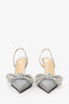 Mach & Mach Silver Glitter Bow Strappy Mules Size 39