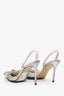 Mach & Mach Silver Glitter Bow Strappy Mules Size 39