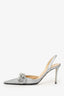 Mach & Mach Silver Glitter Bow Strappy Mules Size 39