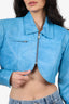 Lamaraque Blue Leather Cropped Jacket Size M