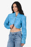 Lamaraque Blue Leather Cropped Jacket Size M