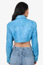Lamaraque Blue Leather Cropped Jacket Size M