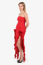 Fanci Club Red Rose Detail Ruffle Dress Size M