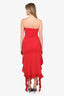 Fanci Club Red Rose Detail Ruffle Dress Size M