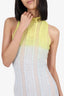 Roberta Einer Blue/Green Sheer Ruffle Sleeveless Dress Size S