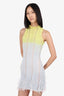 Roberta Einer Blue/Green Sheer Ruffle Sleeveless Dress Size S