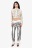 The Attico Cream/Grey Zebra Print Pants Size 28