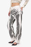 The Attico Cream/Grey Zebra Print Pants Size 28
