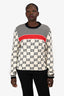 Gucci Black/White/Red Striped Monogram Sweater Size L