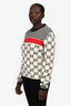 Gucci Black/White/Red Striped Monogram Sweater Size L
