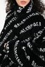 Balenciaga 2022 Black/White Monogram Sherpa Zip Up Jacket Size 36