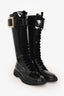 Roger Vivier Black Patent Leather Viv Ranger Knee High Lace Up Boots Size 40