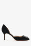 Manolo Blahnik Black Fabric Crystal Embellished Hangisi Heels Size 40