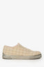 Pre-Loved Chanel™ Cream/Slilver Tweed Lace Up Sneaker Size 41