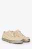 Pre-Loved Chanel™ Cream/Slilver Tweed Lace Up Sneaker Size 41