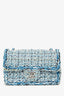 Pre-Loved Chanel™ 2019C Blue Tweed Mini Single Flap Silver Hardware