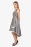 Halston Black/White Stripe Asymmetric Ruffle Hem Dress Size 12