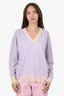 Autumn Cashmere Lilac/Yellow Cashmere V-Neck Sweater Size M