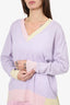 Autumn Cashmere Lilac/Yellow Cashmere V-Neck Sweater Size M