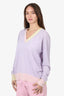 Autumn Cashmere Lilac/Yellow Cashmere V-Neck Sweater Size M