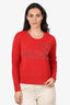 Love Moschino Red Wool Knit 'Love Moschino' Studded Sweater Estimated Size S