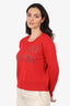 Love Moschino Red Wool Knit 'Love Moschino' Studded Sweater Estimated Size S