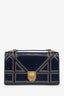 Christian Dior 2017 Navy Patent Studded Mini Diorama Top Handle Bag With Pouch